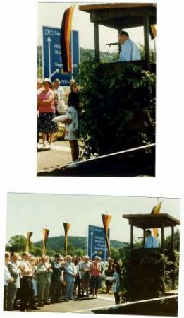 Verkehrsfreigabe des Streckenabschnitts am 29.06.1990 Min.Dirigent Moser, IM bei seiner Ansprache.