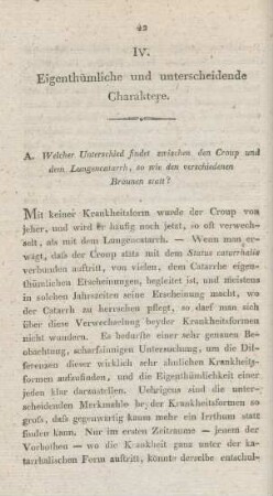 IV. Eigenthümliche und unterscheidende Charaktere