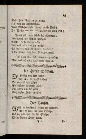 83-103, Der Tausch. - Auf das Beylager des Herrn von ***