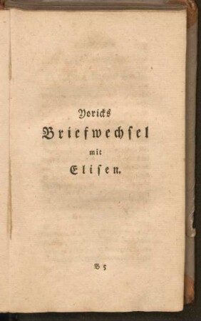 Yoricks Briefwechsel mit Elisen