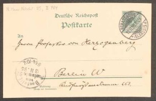 Postkarte an Heinrich von Herzogenberg : 12.11.1896