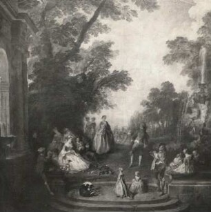 Tanzbelustigung im Schlosspark : Gemälde "Tanzbelustigung im Schlosspark" (1625?, N. Lancret; Leinwand; 207 x 207 cm; Staatliche Kunstsammlungen Dresden (SKD))