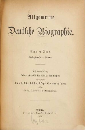 Allgemeine Deutsche Biographie, 9. Geringswald - Gruber