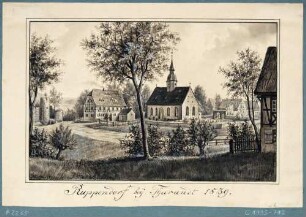 Ortsansicht von Ruppendorf bei Dippoldiswalde mit der Ruine der Wasserburg und der Kirche