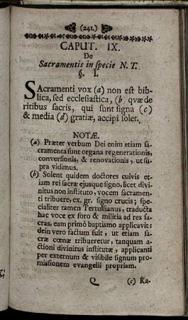 Caput IX. De Sacramentis in specie N.T.