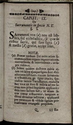 Caput IX. De Sacramentis in specie N.T.