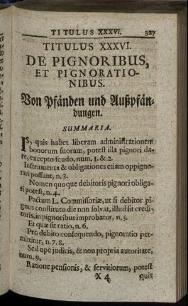 Titulus XXXVI. De Pignoribus, Et Pignorationibus. - Titulus XL. De Spolio.