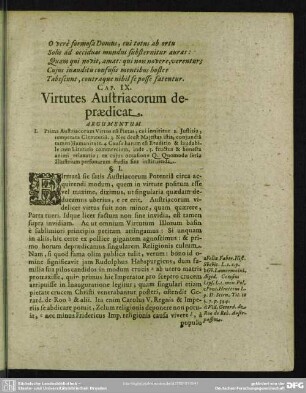 Cap. IX. Virtutes Austriacorum depraedicat