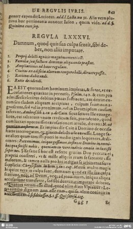 Regula LXXXVI. Damnum, quod quis sua culpa sentit, sibi debet, non aliis imputare