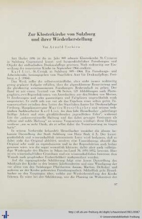 Zur Klosterkirche von Sulzburg und ihrer Wiederherstellung.