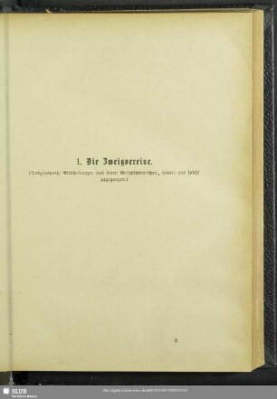 1. Die Zweigvereine