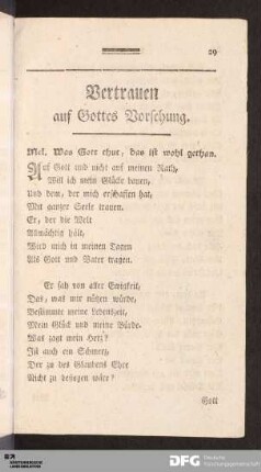 Vertrauen auf Gottes Vorsehung.