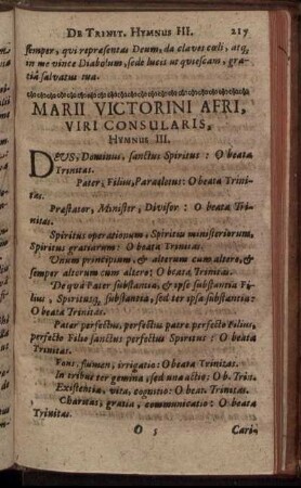 Marii Victorini Afri, Viri Consularis. Hymnus III.