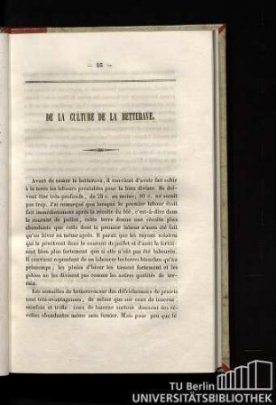 De la culture de la betterave