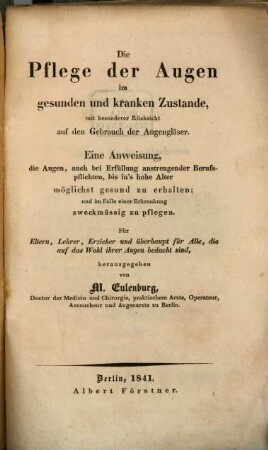 Die Pflege der Augen