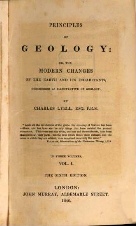 Principles of geology. 1