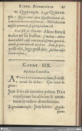 Caput IIX. Apuleius Correctus