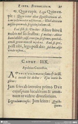 Caput IIX. Apuleius Correctus