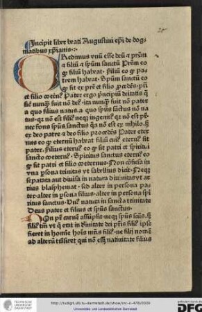Credimus unum esse deum et patrem et filium et spiritum sanctum...