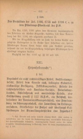 XXII. Hypothekenrecht