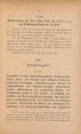 XXII. Hypothekenrecht