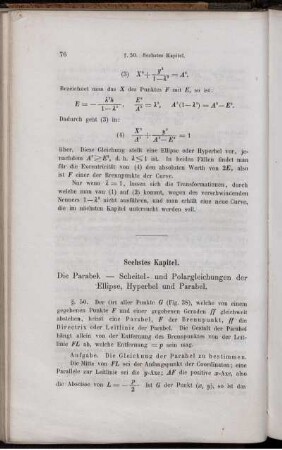 Sechstes Kapitel. Die Parabel. - Scheitel- und Polargleichungen der Ellipse, Hyperbel und Parabel.