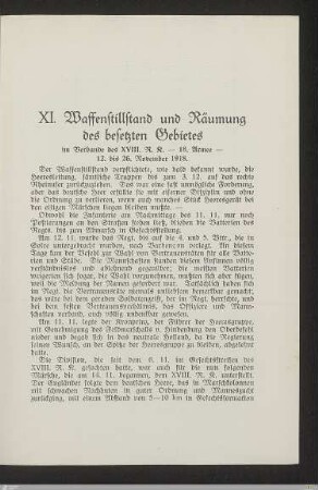 XI. Waffenstillstand und Räumung des besetzten Gebietes