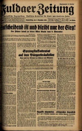 Ausgabe vom Donnerstag, den 09. November 1939.