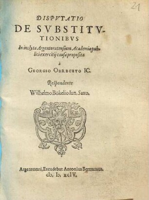 Disputatio de substitutionibus
