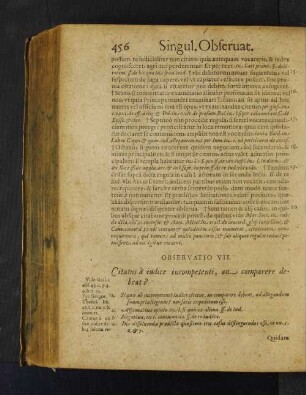 Observatio VII. Citatus à iudice incompetenti, an comparere debeat?