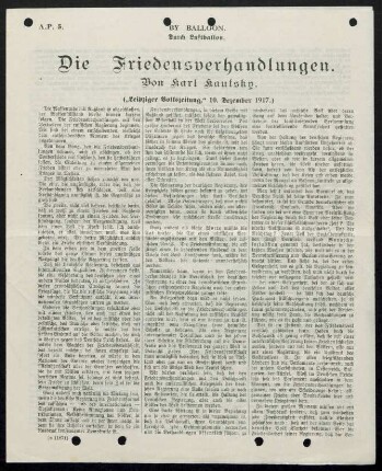 Die Friedensverhandlungen : von Karl Kautsky