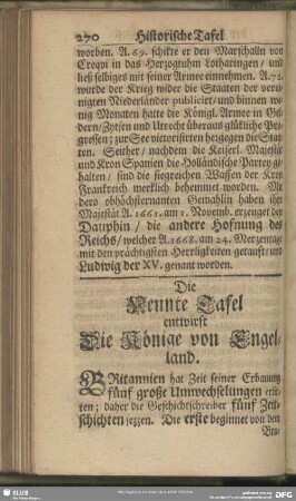 Die Neunte Tafel entwirft Die Könige von Engelland