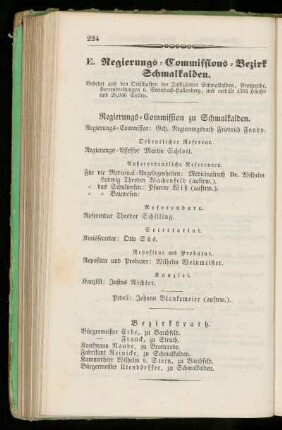 E. Regierungs=Commissions=Bezirk Schmalkalden.