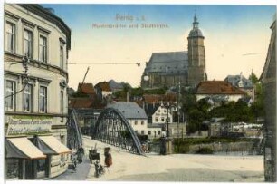 Penig. Muldenbrücke und Stadtkirche