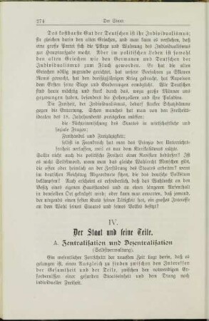 IV. Der Staat und seine Teile