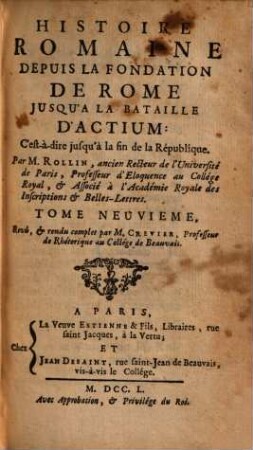 Histoire romaine depuis la fondation de Rome jusqu'a la bataille d'Actium, 9