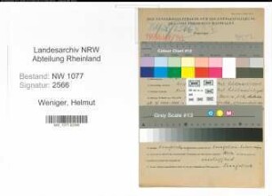 Entnazifizierung Helmut Weniger , geb. 07.03.1909 (Polizist)
