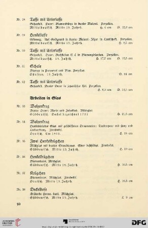 Arbeiten in Glas (Nr. 33-40)