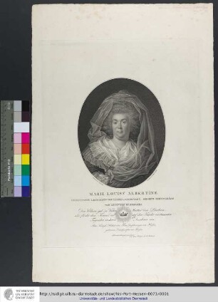Marie Louise Albertine, Verwittwete Landgräfin Von Hessen-Darmstadt, Geborne Reichsgräfin von Leiningen Heidenheim