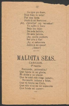Maldita seas. : Canción.