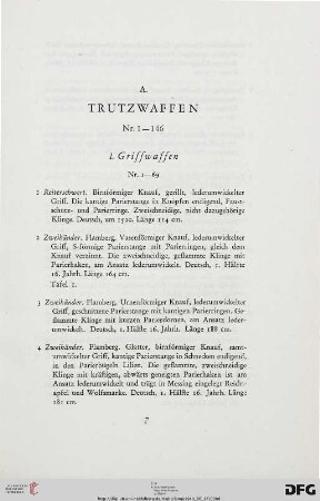 1. Griffwaffen (Nr. 1-69)