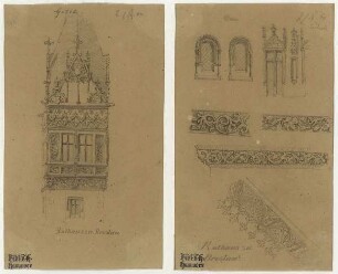 Rathaus zu Breslau, Erker, Fenster, Portal u. Laubfriese