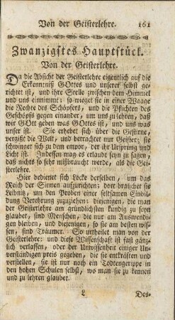 Zwanzigstes Hauptstück. Von der Geisterlehre.