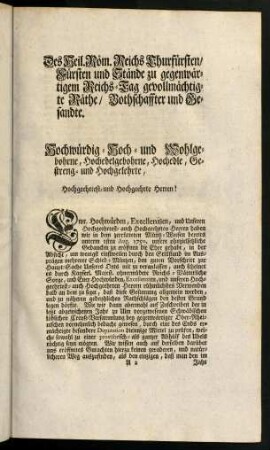 3-4, Des Heil. Roem. Reichs Churfuersten ...
