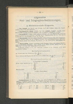 Allgemeine Post- und Telegraphen-Bestimmungen.