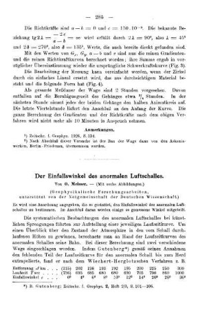 Der Einfallswinkel des anormalen Luftschalles