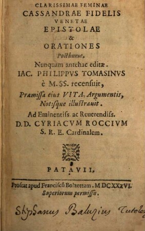 Epistolae et orationes posthumae