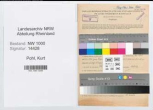 Entnazifizierung Kurt Pohl, geb. 08.03.1910 (Postangest.)