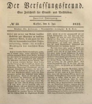 № 53. Cassel, den 4. Juli 1832.