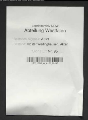 Lagerbuch des Klosters Wedinghausen (1491-1493 mit jüngeren Nachträgen).